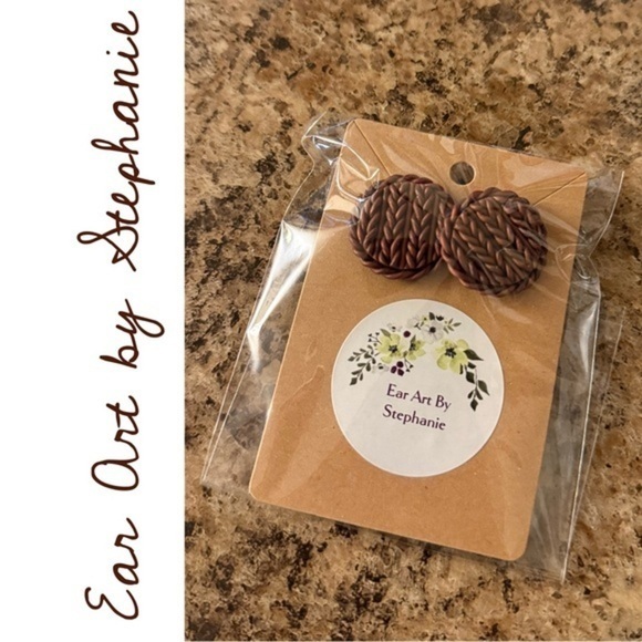 Jewelry - 3/$20 Ear Art by Stephanie -Handcrafted Brown Woven Earrings